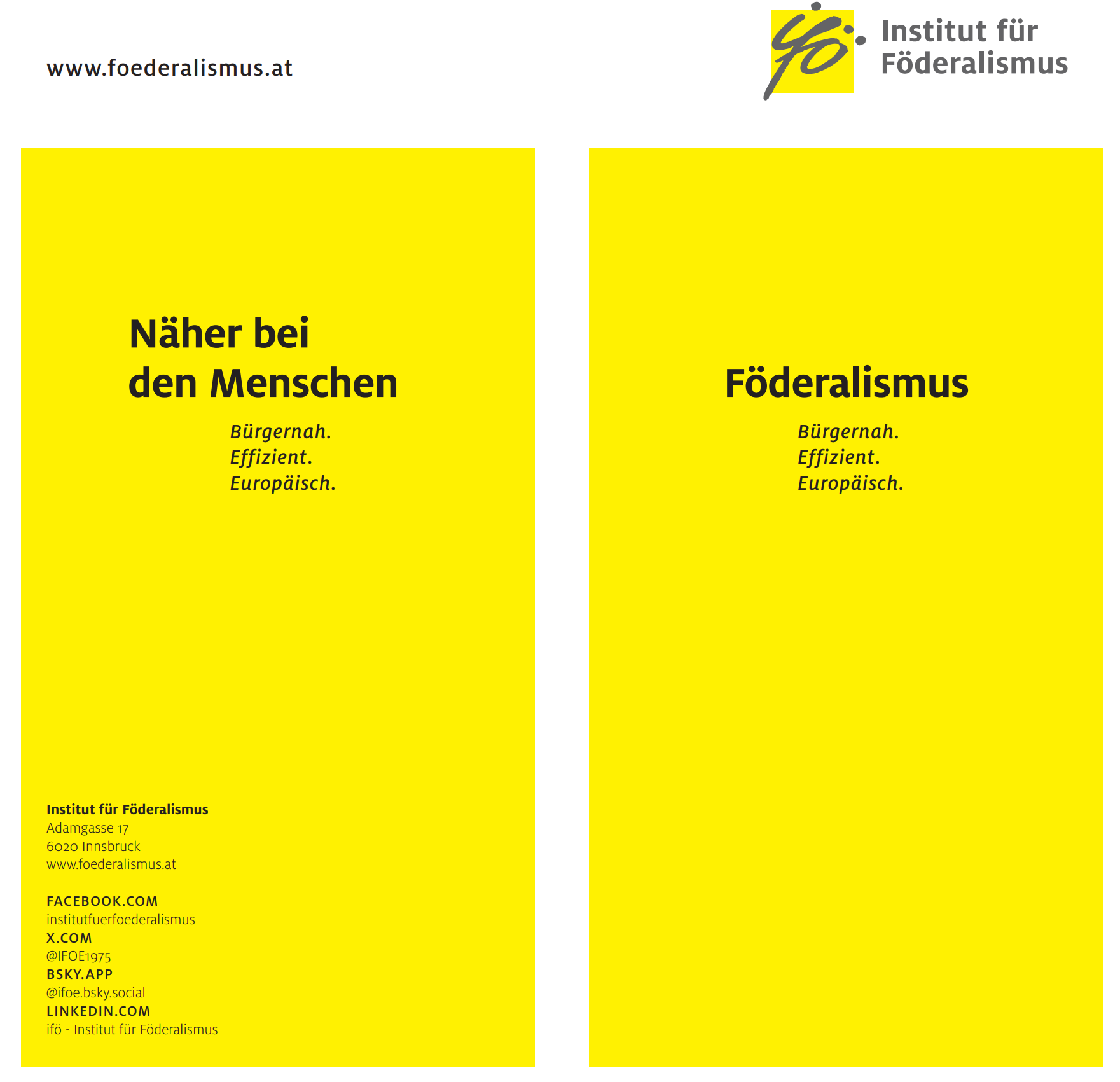 Informationsfolder des Föderalismusinstituts